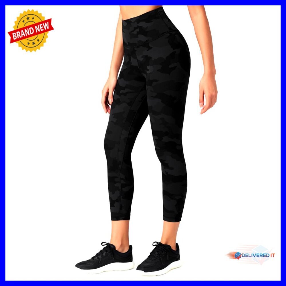 High Waist Compression Leggings, 21" Capri Length, Workout Pants with Pocket